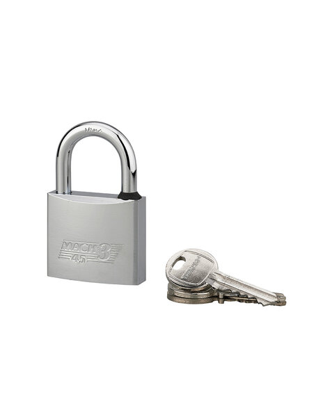 THIRARD - Cadenas à clé Mach 3  laiton nickelé  extérieur  anse inox  45mm  2 clés