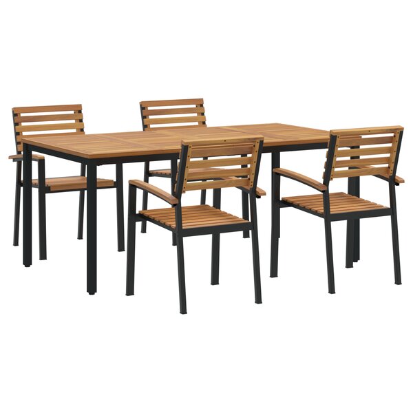 vidaXL Ensemble de salle à manger de jardin 5 pièces en bois massif et métal
