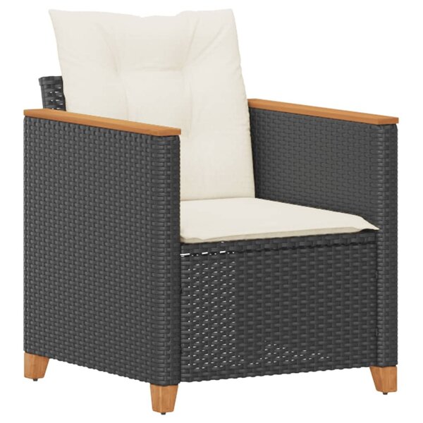 vidaXL Chaise de jardin avec coussins noir résine tressée