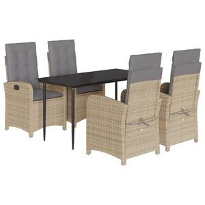 vidaXL Ensemble à manger de jardin coussins 5 Pièces mélange beige rotin