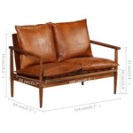 vidaXL Ensemble de canapés 2 Pièces Marron Cuir véritable et acacia