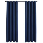 vidaXL Rideaux occultants avec anneaux en métal 2 Pièces Bleu 140x245 cm