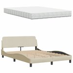 vidaXL Lit avec matelas Hanko crème 120x200 cm tissu