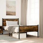 vidaXL Cadre de lit en métal sans matelas chêne fumé 107x203 cm
