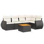 vidaXL Salon de jardin 6 Pièces avec coussins noir résine tressée