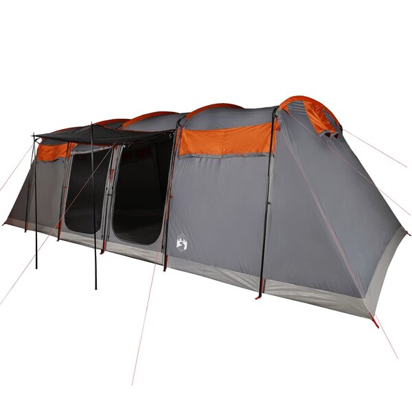 vidaXL Tente familiale tunnel 8 personnes gris et orange imperméable
