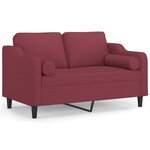 vidaXL Canapé 2 places avec oreillers bordeaux 120 cm tissu