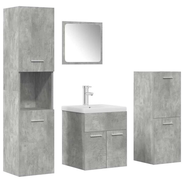 vidaXL Ensemble de meubles de salle de bain 5 Pièces gris béton
