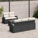 vidaXL Ensemble de canapé de jardin avec coussin 6 Pièces Noir et Crème