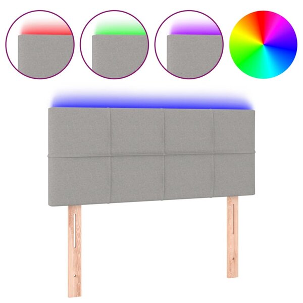 vidaXL Tête de lit à LED Gris clair 80x5x78/88 cm Tissu