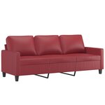 vidaXL Ensemble de canapés 3 Pièces et coussins Rouge bordeaux Similicuir