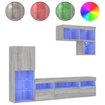 vidaXL Unités murales TV avec LED 6 Pièces gris sonoma bois d'ingénierie