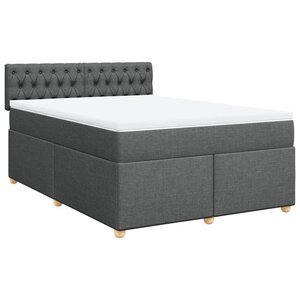 vidaXL Sommier à lattes de lit avec matelas Gris foncé 160x200cm Tissu
