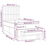 vidaXL Sommier à lattes de lit et matelas Gris foncé 80x200 cm Velours
