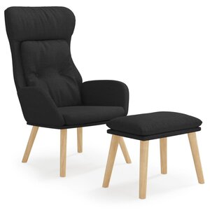 vidaXL Chaise de relaxation avec repose-pied Noir Tissu