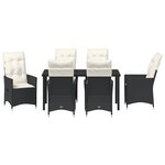 vidaXL Ensemble de salle à manger de jardin de 7 pièces avec coussins en poly rattan noir