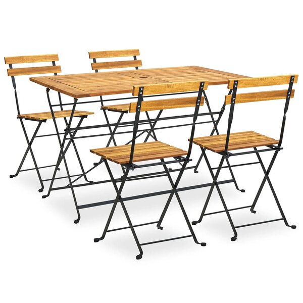 vidaXL Ensemble à manger d'extérieur pliable 5Pièces Bois d'acacia solide