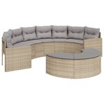 vidaXL Salon de jardin 2 Pièces demi-rond beige résine tressée
