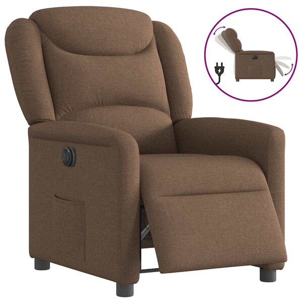 vidaXL Fauteuil inclinable électrique Marron Tissu
