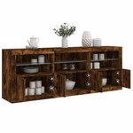 vidaXL Buffet avec lumières LED chêne fumé 181 5x37x67 cm