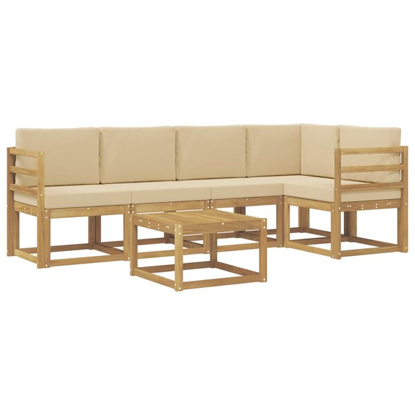 vidaXL Ensemble de canapés d'extérieur 6 pc Blanc et Beige