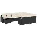vidaXL Salon de jardin 11 Pièces avec coussins noir résine tressée