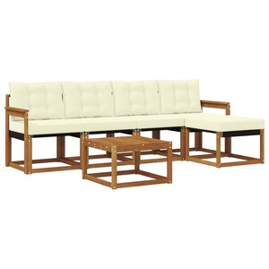 vidaXL Ensemble de canapés d'extérieur 6 pc Naturel et Crème