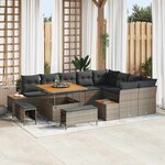 vidaXL Ensemble de canapé de jardin 12 Pièces Gris Poly rotin