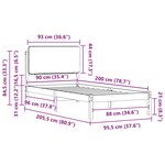 vidaXL Cadre de lit avec tête de lit rembourrée Gris foncé 90 x 200 cm