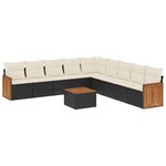 vidaXL Salon de jardin 10 Pièces avec coussins noir résine tressée