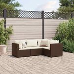 vidaXL Salon de jardin 4 Pièces avec coussins Marron Résine tressée