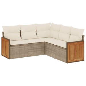 vidaXL Salon de jardin avec coussins 5 Pièces beige résine tressée
