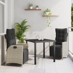 vidaXL Ensemble de salle à manger de jardin 3 pièces Gris clair Poly Rattan