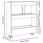vidaXL Chariot de rangement étroit 3 niveaux chêne marron