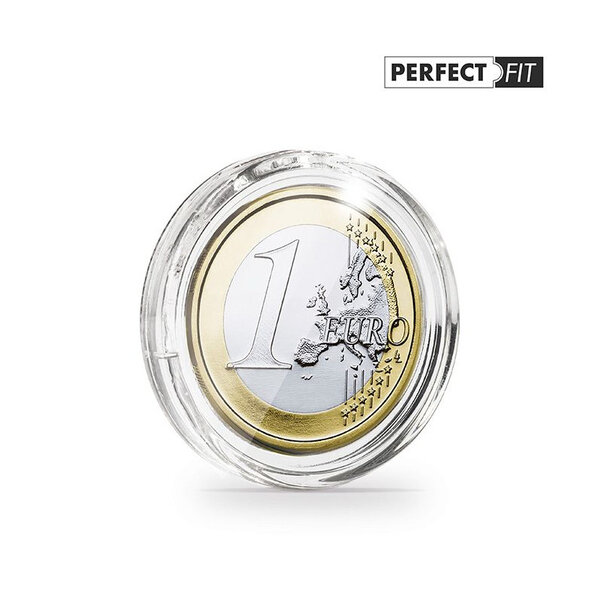Capsules rondes ULTRA PERFECT FIT pour pièces de 1 euro. Paquet - 100 capsules
