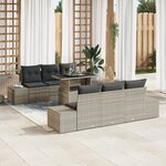 vidaXL Ensemble de Canapés de Jardin de 7 Pièces avec Coussins Gris Clair Poly Rattan