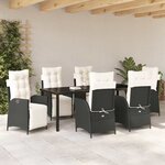 vidaXL Ensemble de salle à manger pour jardin 7 Pièces Noir polyrotin