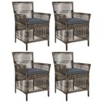 vidaXL Chaise d'Extérieur 4 pc Gris et Gris foncé polyrotin