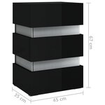 vidaXL Table de chevet à LED noir brillant 45x35x67 cm bois ingénierie