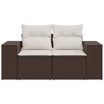 vidaXL Canapé de jardin avec coussins 2 places marron résine tressée