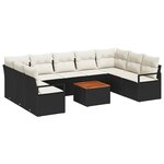 vidaXL Ensemble de canapé de jardin 10 Pièces Noir Poly rotin