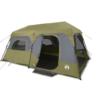 vidaXL Tente familiale 9 personnes vert libération rapide imperméable