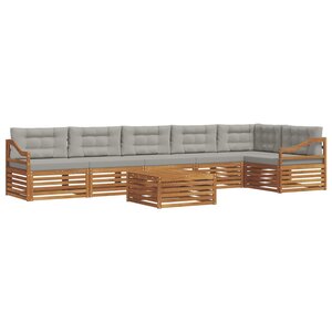 vidaXL Ensemble de canapés d'extérieur 7 pc Gris Naturel et Clair