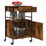 vidaXL Chariot de cuisine chêne fumé 56x43x89 5 cm bois d'ingénierie