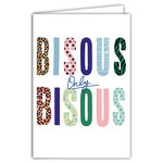 69-4515 Carte Bisous Only Bisous Illustration Texte en Lettres Majuscules Peau de Léopard Zébré - Avec Enveloppe Format 12x17cm - Fabrication française