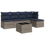 vidaXL Salon de jardin 6 Pièces avec coussins gris résine tressée