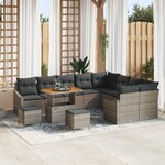 Ensemble de canapé de jardin 12 pièces avec coussins gris en rotin synthétique