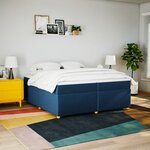 vidaXL Sommier à lattes de lit avec matelas Bleu 200x200 cm Tissu