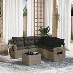 vidaXL Salon de jardin 6 Pièces avec coussins gris résine tressée