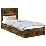 vidaXL Lit de Rangement Chêne fumé 75 x 190 cm Bois d'ingénierie
